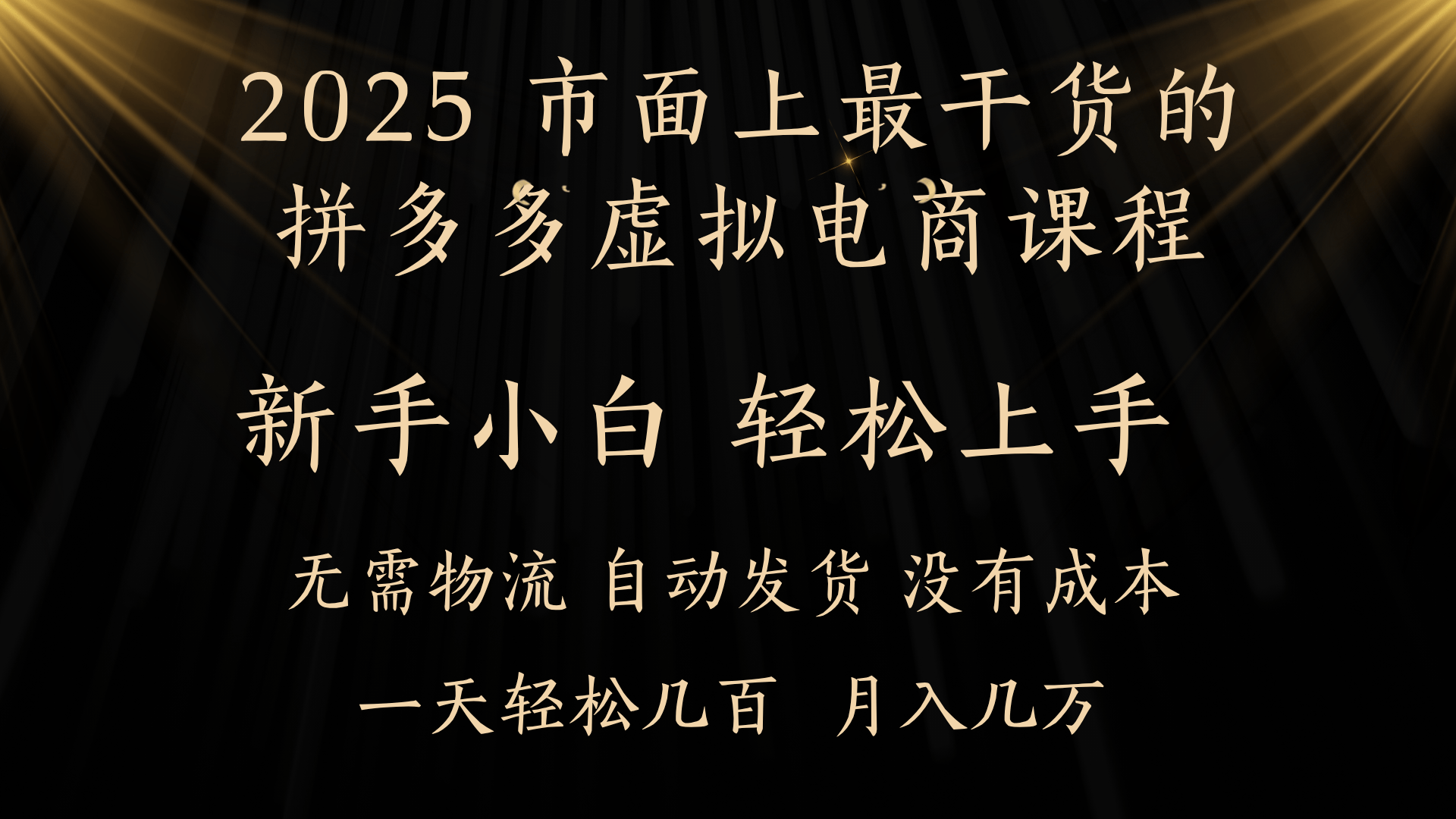 25年最干货的拼多多虚拟电商课程，小白轻松上手，月入过万只是门槛！虚拟电商，如皓月见青天！-翌晨科技网