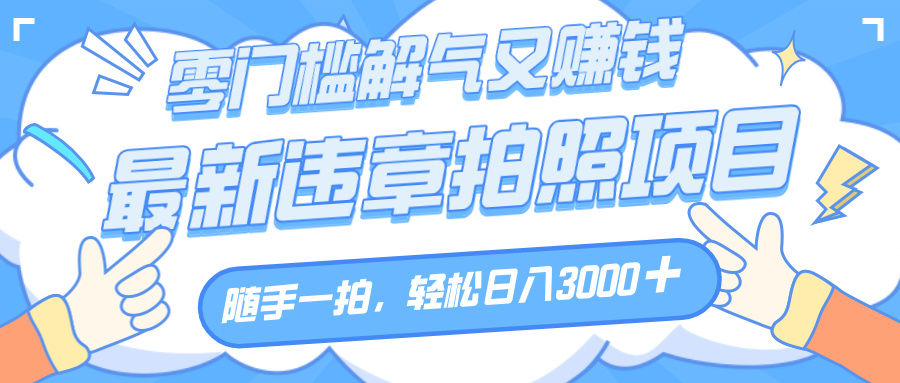 解气又赚钱的项目，随手一拍，轻松收入3000+，最新违章拍照赚钱-翌晨科技网