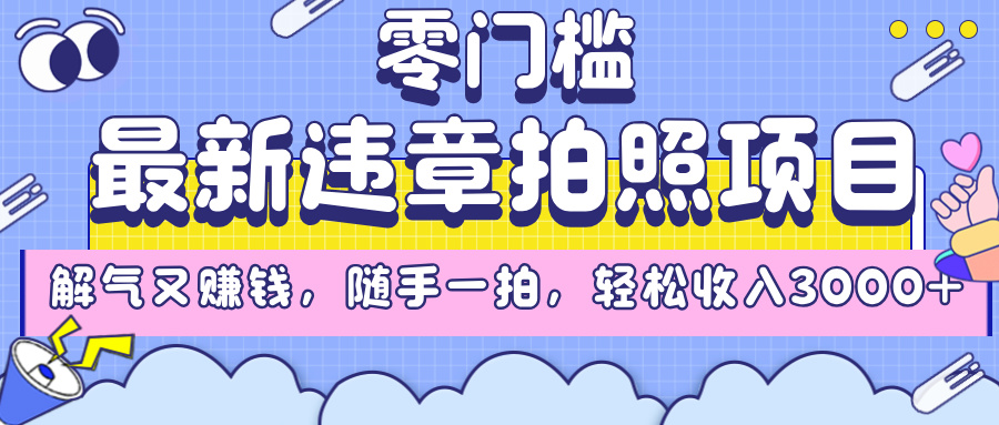 最新违章拍照项目，解气又赚钱，随手一拍，轻松收入3000+-翌晨科技网