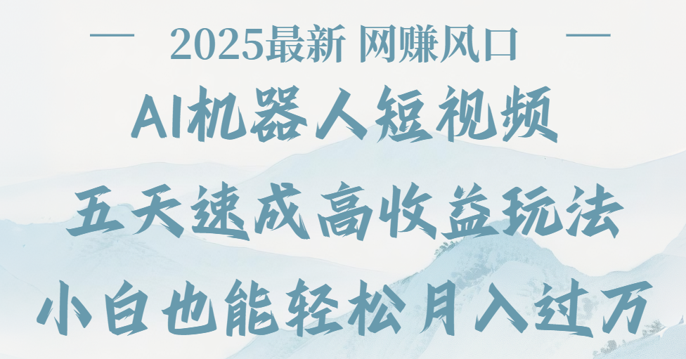 2025最新Ai 机器人短视频，网赚变现风口，五天速成高收益玩法，小白轻松月入过万-翌晨科技网