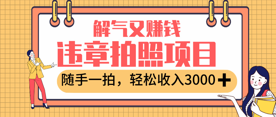 最新违章拍照赚钱，解气又赚钱的项目，随手一拍，轻松收入3000+-翌晨科技网