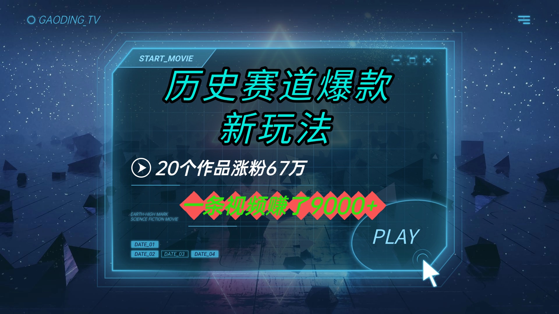20个作品涨粉67万，一条视频赚了9000+，历史赛道爆款新玩法-翌晨科技网