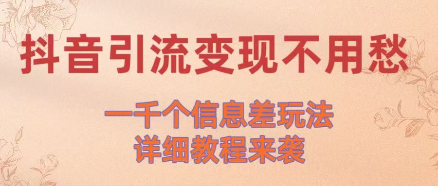抖音引流变现不用愁！一千个信息差玩法详细教程来袭-翌晨科技网