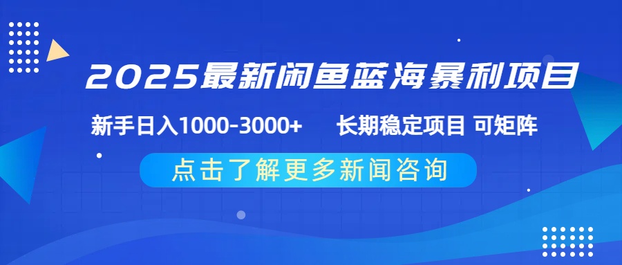 2025最新闲鱼蓝海暴利项目 ，新手日入1000-3000+ 长期稳定项目 可矩阵-翌晨科技网