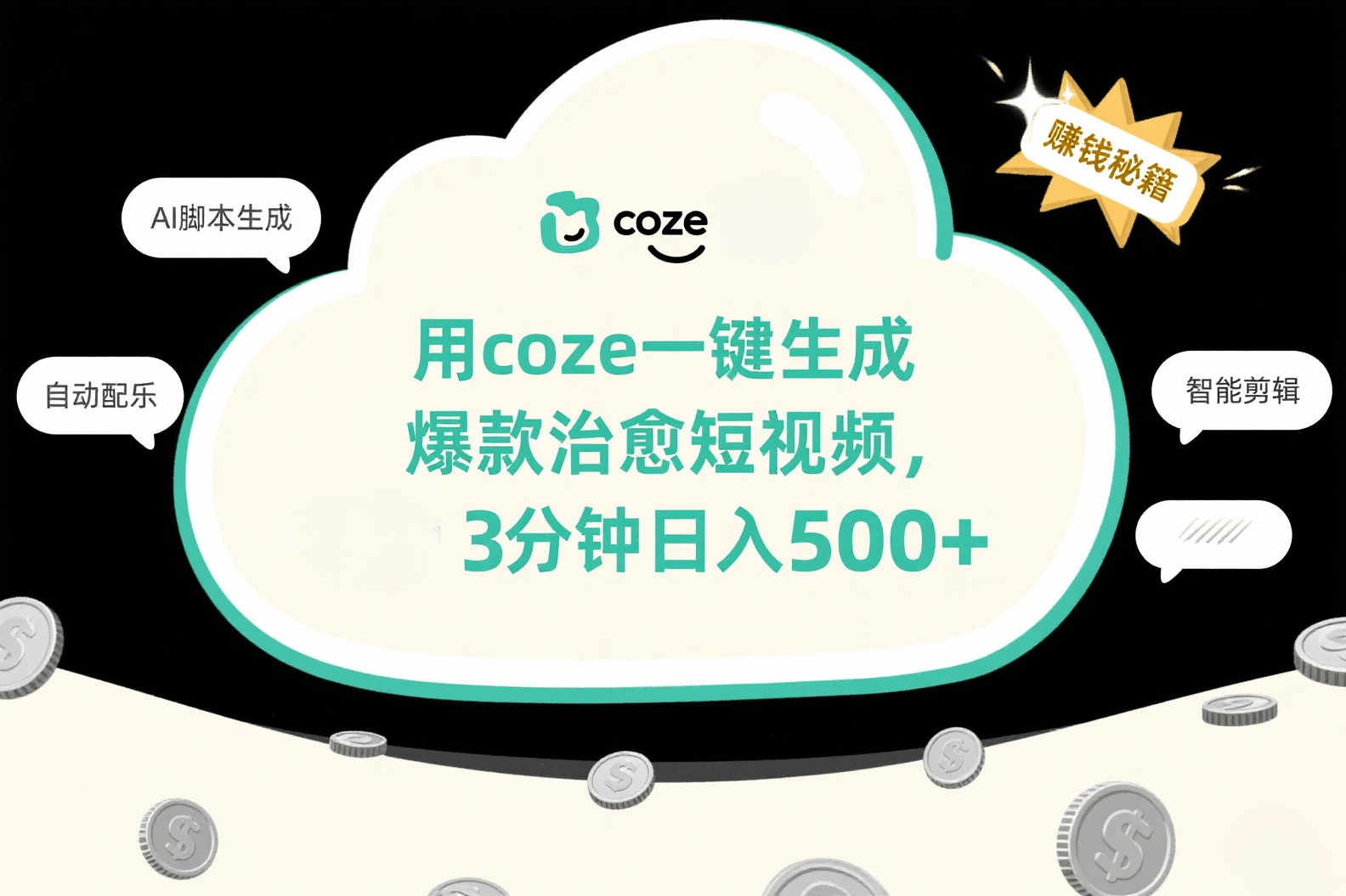 用coze一键生成爆款治愈短视频，3分钟日入500+-翌晨科技网
