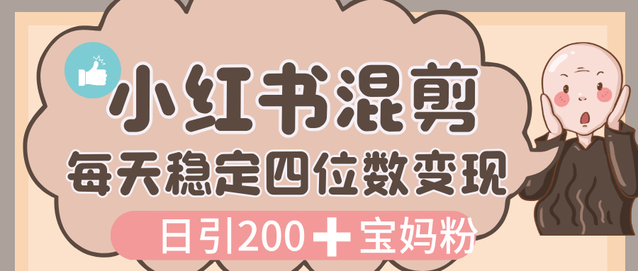 价值 3980 的小红书混剪， 虚拟变现，日引 200+宝妈创业粉，每天稳定四位数变现-翌晨科技网