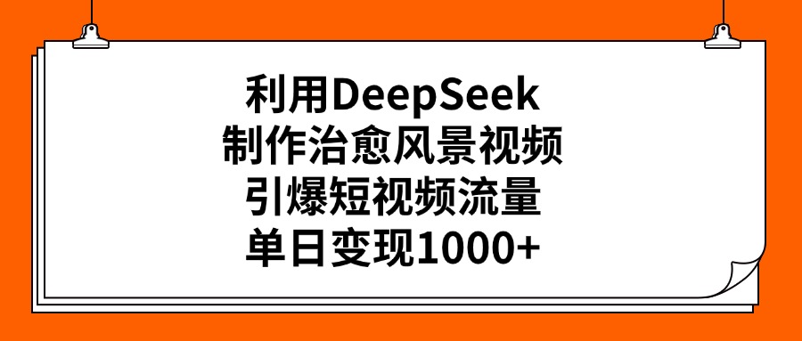 利用DeepSeek制作，治愈风景视频，引爆短视频流量，单日变现1000+-翌晨科技网