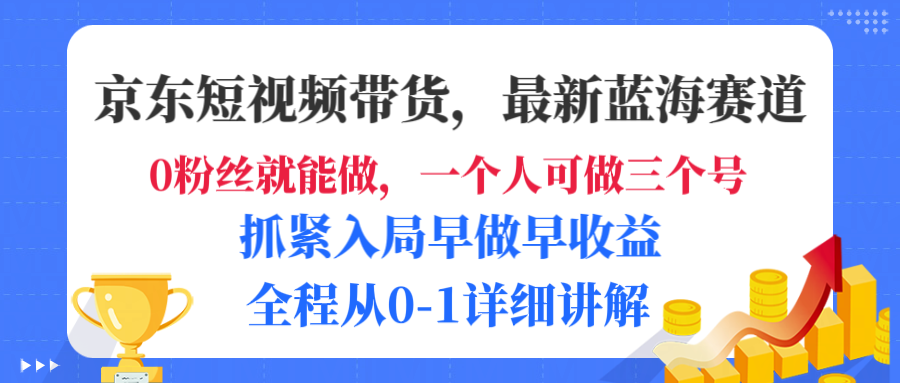 京东短视频带货，最新蓝海赛道，发视频长尾流量，未来几年躺赚被动收益，全程从0-1详细讲解-翌晨科技网