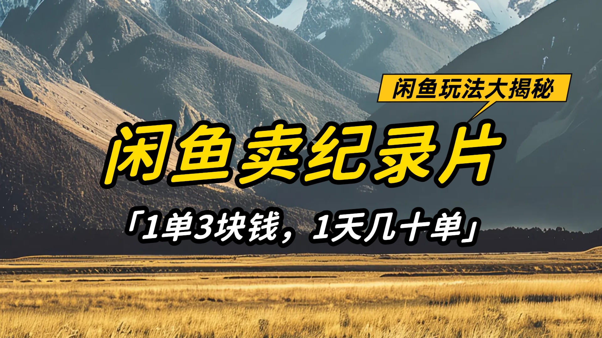 闲鱼卖纪录片1单3块钱，1天几十单，项目稳定有潜力-翌晨科技网