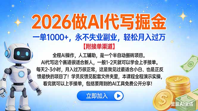 2026做AI代写掘金，一单1000+，永不失业副业，轻松月入过万-翌晨科技网