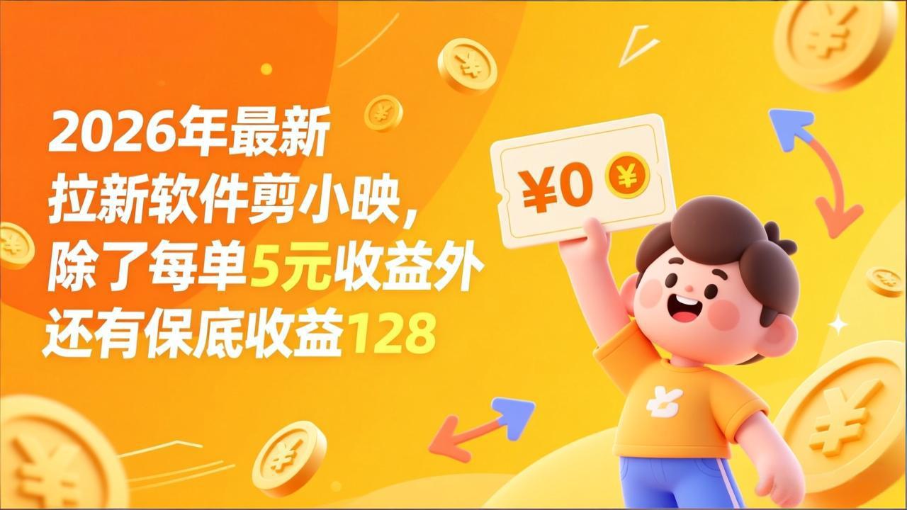 最新拉新软件剪小映，除了每单5元收益外还有保底收益128-翌晨科技网