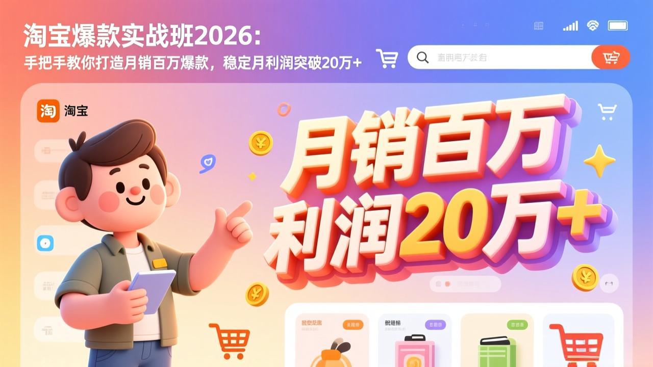 （17401期）淘宝爆款实战班-2026年2月更新：手把手教你打造月销百万爆款，稳定月利润突破20万+-翌晨科技网