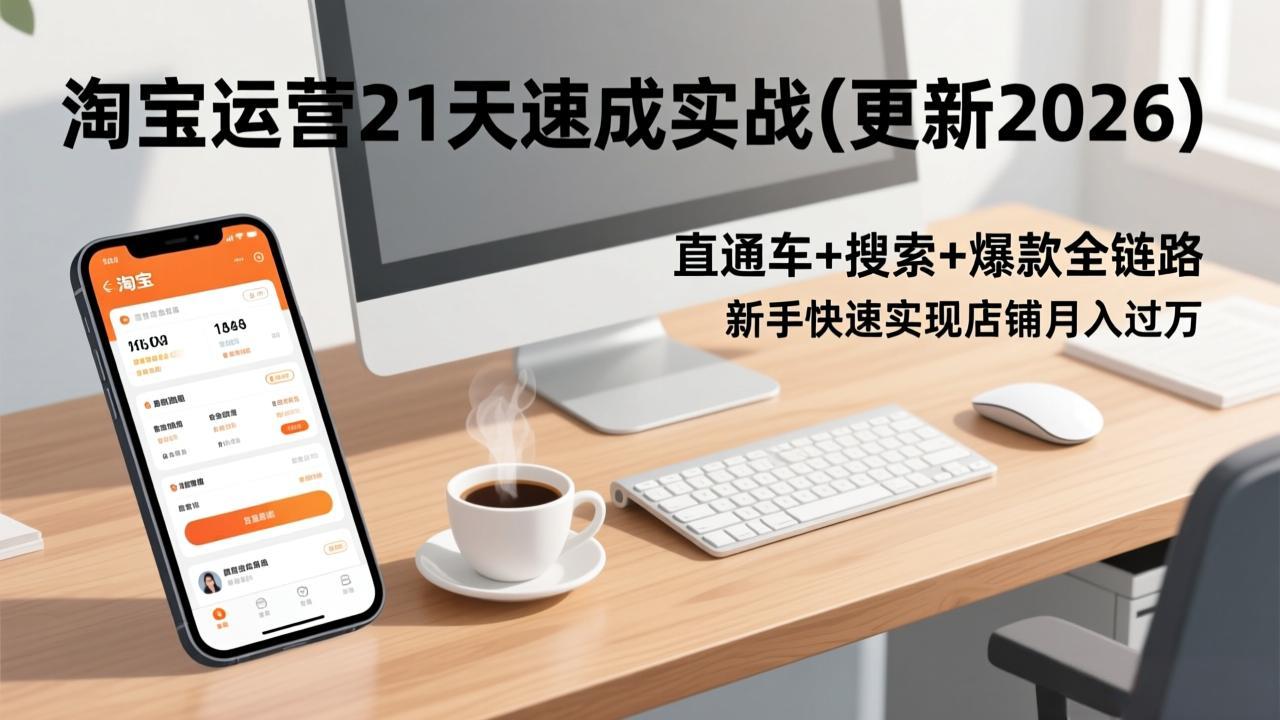 （17806期）淘宝运营21天速成实战(更新3月)，直通车+搜索+爆款全链路，新手快速实现店铺月入过万-翌晨科技网