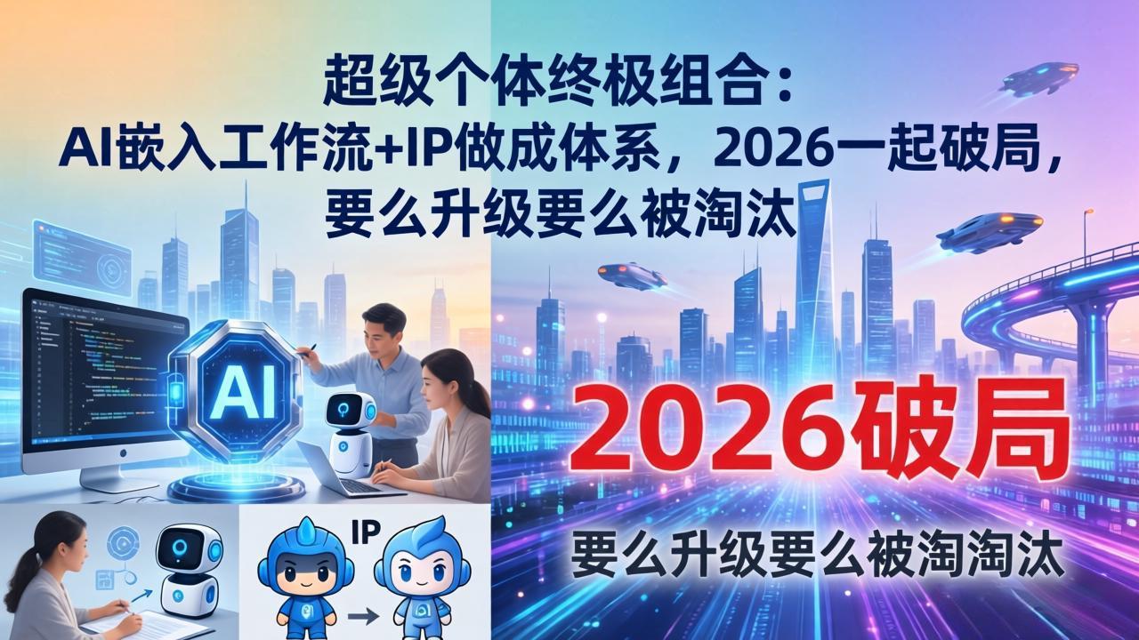 （17789期）超级个体终极组合：AI嵌入工作流+IP做成体系，2026一起破局，要么升级要么被淘汰-翌晨科技网