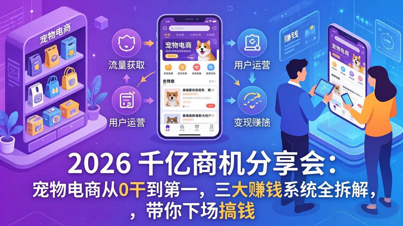 （17726期）2026 千亿商机分享会：宠物电商从0干到第一，三大赚钱系统全拆解，带你下场搞钱-翌晨科技网