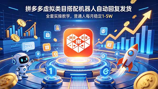 （18884期）拼多多虚拟类目搭配机器人自动回复发货，全套实操教学，普通人每月稳定 1-5W-翌晨科技网