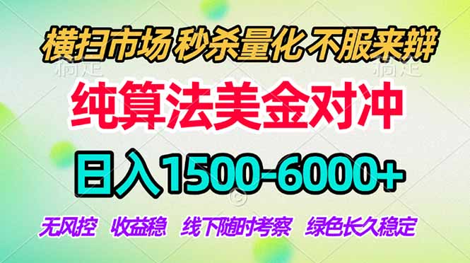 （18651期）2026美金掘金新风口-纯算法对冲震撼上线！日入1500-6000+，长久合规稳健，轻松摆脱死工资，...-翌晨科技网
