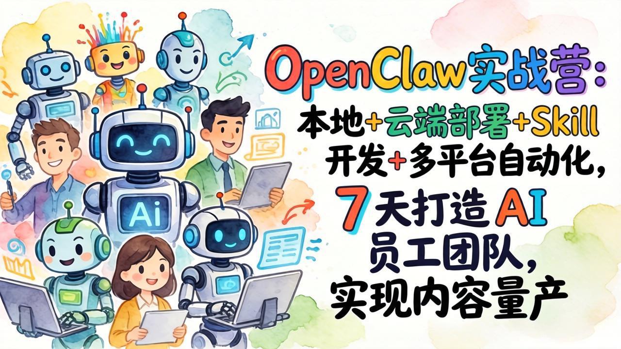 （17673期）OpenClaw实战营-更新：本地+云端部署+Skill开发+多平台自动化，7天打造AI员工团队+实现内容量产-翌晨科技网