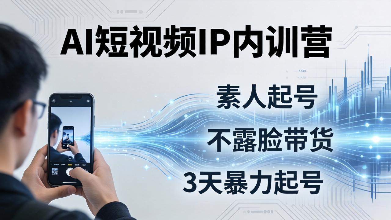 （17852期）2026AI短视频IP内训营：从素人起号到不露脸带货，3天暴力起号全流程拆解-翌晨科技网