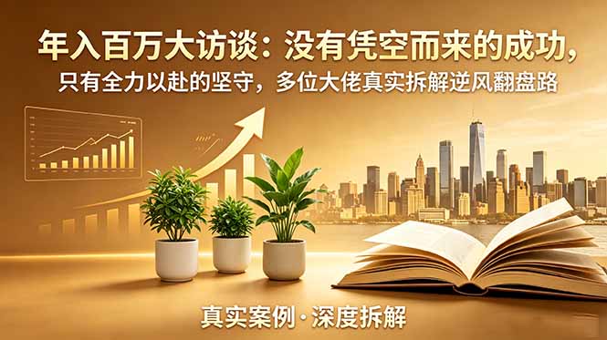（18891期）年入百万大访谈-更新：没有凭空而来的成功，只有全力以赴的坚守，多位大佬真实拆解逆风翻盘路-翌晨科技网