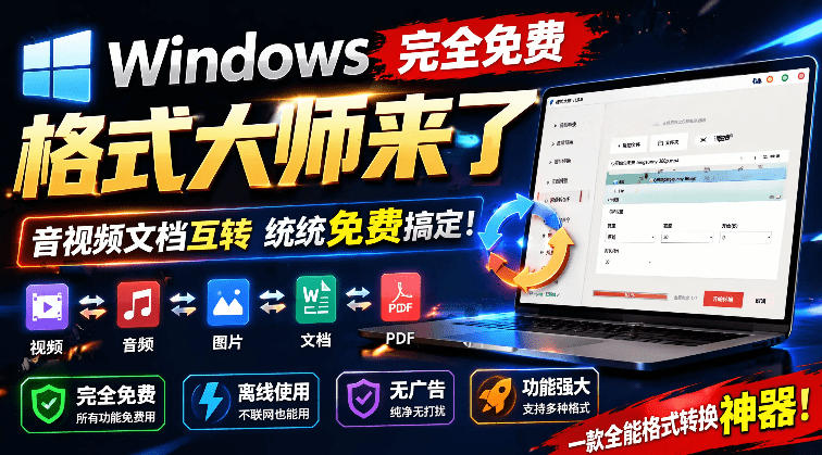 （19057期）Windows完全免费格式大师来了，音视频文档互转统统免费搞定！免费无广，离线使用格式大师-翌晨科技网