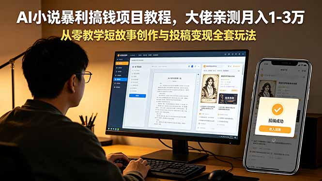 （18898期）AI小说暴利搞钱项目教程，大佬亲测月入1-3万，从零教学短故事创作与投稿变现全套玩法-翌晨科技网