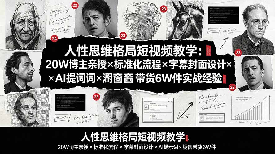 （19538期）人性思维格局短视频教学：20W博主亲授×标准化流程×字幕封面设计×AI提示词×橱窗带货6W件实战经验-翌晨科技网