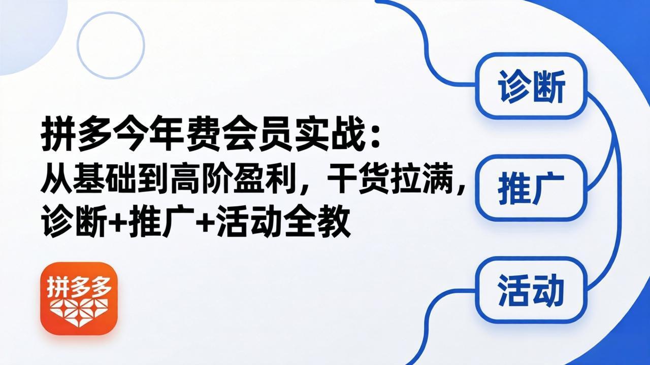 （18407期）拼多多年费会员实战(更新26年5月11)：从基础到高阶盈利，干货拉满，诊断+推广+活动全教-翌晨科技网