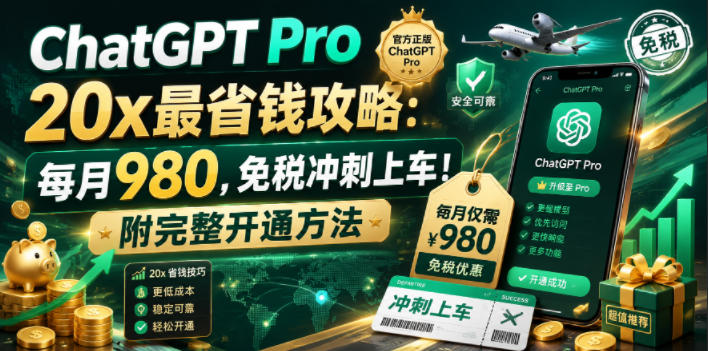 （18790期）ChatGPT Pro 20x 最省钱攻略：每月980，免税冲刺上车！附完整开通方法-翌晨科技网