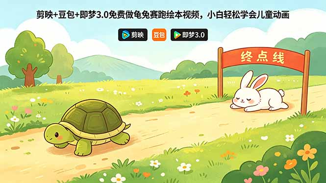 （18432期）剪映+豆包+即梦3.0免费做龟兔赛跑绘本视频，小白轻松学会儿童动画-翌晨科技网