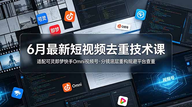 （19031期）6月最新短视频去重技术课，适配可灵即梦快手Omni视频号，分镜底层重构规避平台查重-翌晨科技网