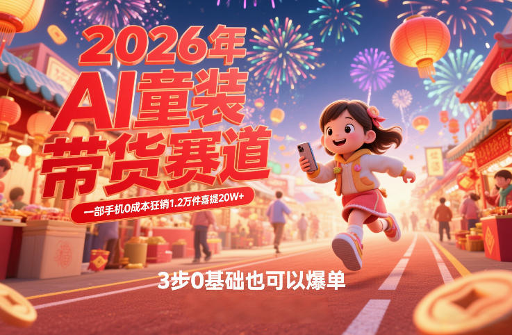 AI童装新春带货赛道，一部手机0成本狂销1.2万件喜提20W+，3步0基础也可以爆单-翌晨科技网