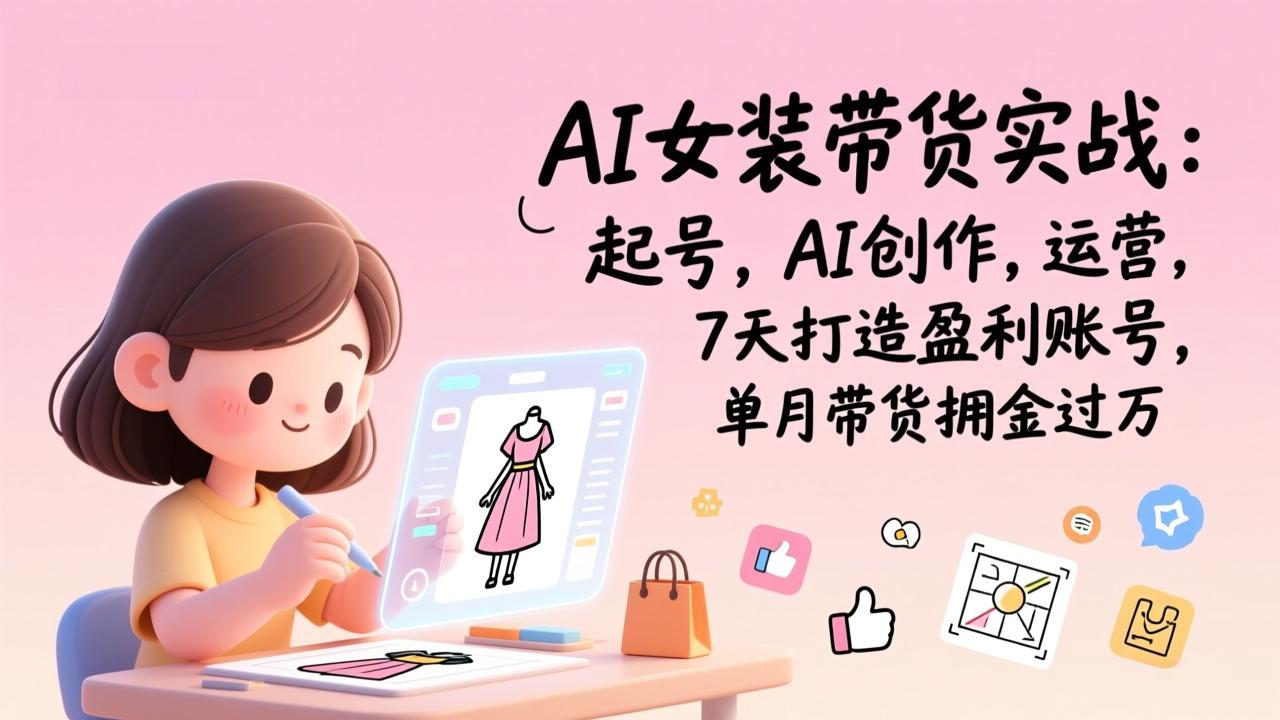 （17088期）AI女装带货实战：起号，AI创作，运营，7天打造盈利账号，单月带货佣金过万-翌晨科技网