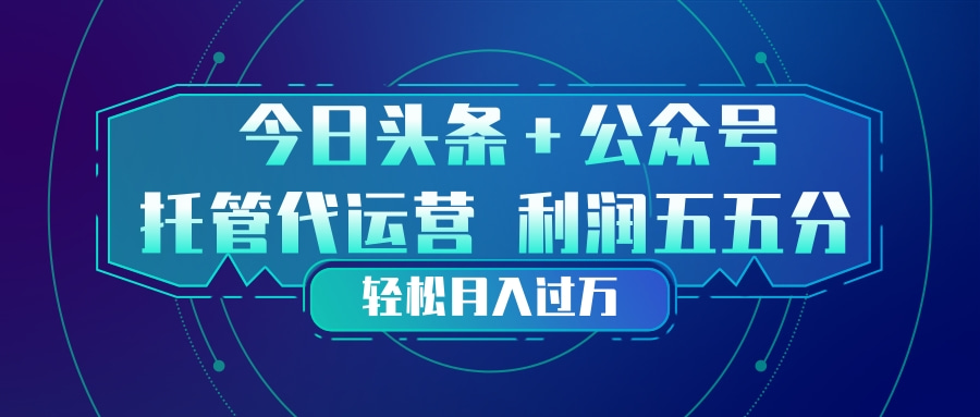 （17617期）头条加公众号 托管代运营 利润分成模式 轻松月入过万-翌晨科技网