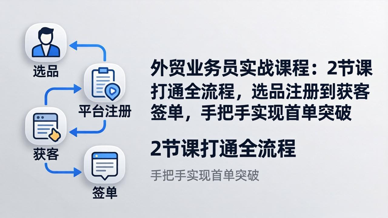 （17770期）外贸业务员实战课程：2节课打通全流程，选品注册到获客签单，手把手实现首单突破-翌晨科技网