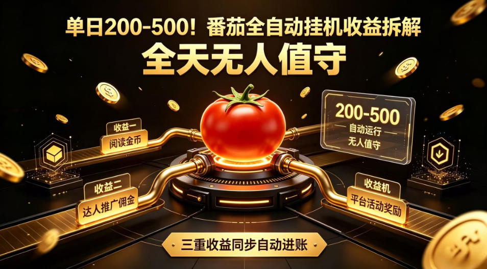 单日200-500！番茄全自动挂G收益拆解，全天无人值守，矩阵操作收益翻倍【揭秘】-翌晨科技网