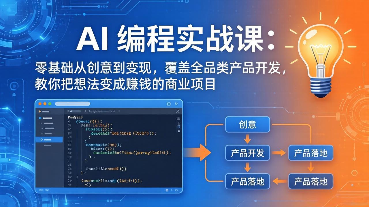 （18084期）AI编程实战课-第三期-4月17更新：零基础从创意到变现，覆盖全品类产品开发，把想法变成赚钱项目-翌晨科技网