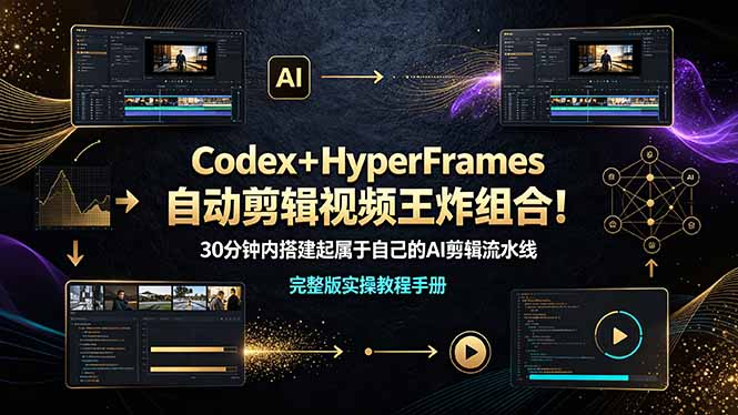 （19178期）Codex＋HyperFrames自动剪辑视频王炸组合！30分钟内搭建起属于自己的AI剪辑流水线（完整版实操教程手册）-翌晨科技网