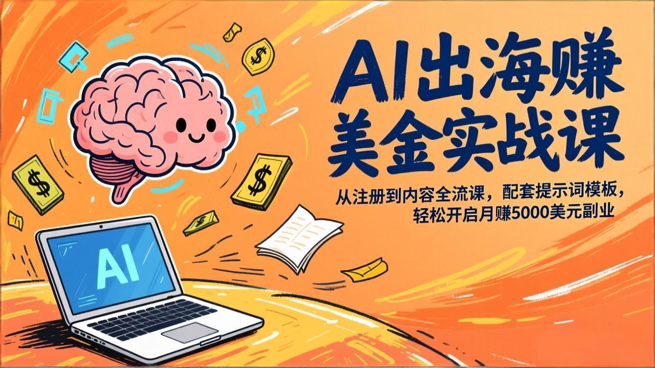 （17298期）AI出海赚美金实战课，从注册到内容全流程，配套提示词模板，轻松开启月赚5000美元副业-翌晨科技网
