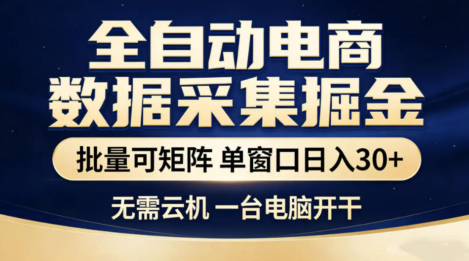 全自动电商数据采集掘金，批量可矩阵单窗口日入30+，无需云机一台电脑开干【揭秘】-翌晨科技网