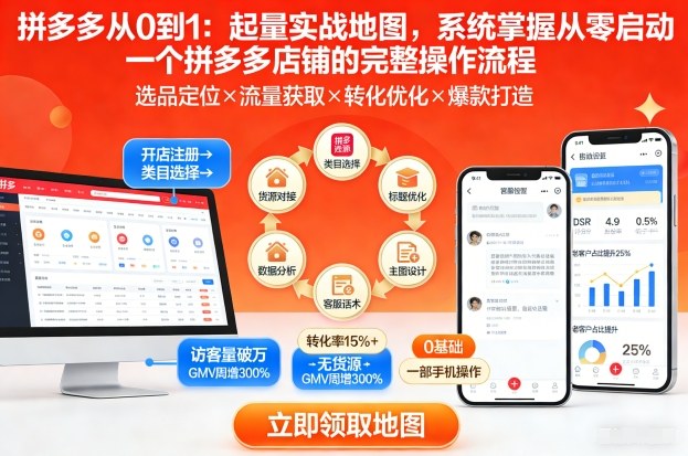 拼多多从0到1：起量实战地图，系统掌握从零启动一个拼多多店铺的完整操作流程-翌晨科技网