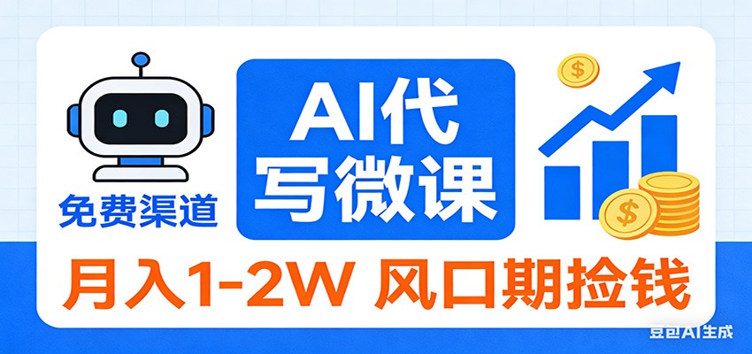 2026告别打工！AI 代写微课，提供免费渠道，月入 1-2W 风口期捡钱-翌晨科技网