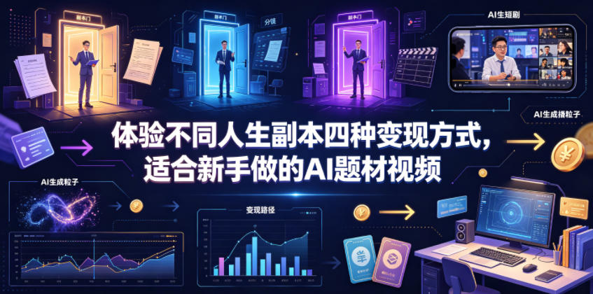 体验不同人生副本四种变现方式，适合新手做的AI题材视频-翌晨科技网