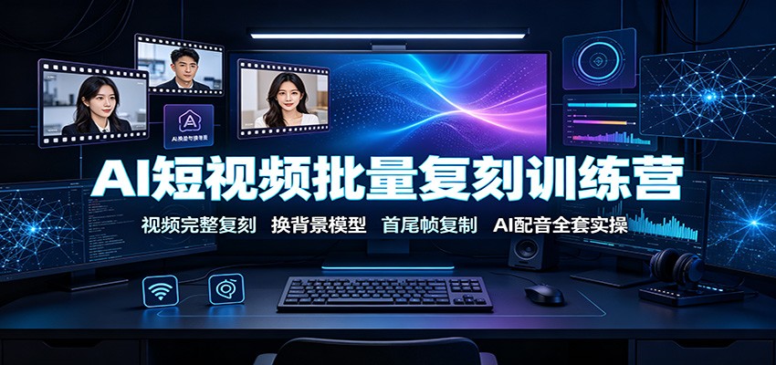AI短视频批量复刻训练营：视频完整复刻，换背景模型、首尾帧复制、AI配音全套实操-翌晨科技网