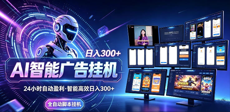 AI智能广告挂G项目，无需人工，单机稳定日入200+，可矩阵放大，24小时不间断刷广告賺收益【揭秘】-翌晨科技网