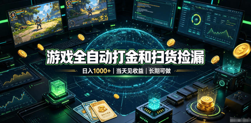 游戏全自动打金和扫货捡漏，日入1k+，当天见收益，长期可做！【揭秘】-翌晨科技网
