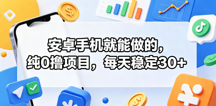 安卓手机就能做的，纯0撸项目，每天稳定30+-翌晨科技网