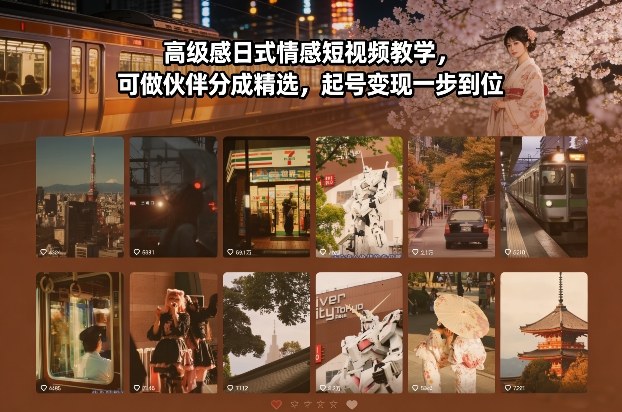 高级感日式情感短视频教学，可做伙伴分成精选，起号变现一步到位-翌晨科技网