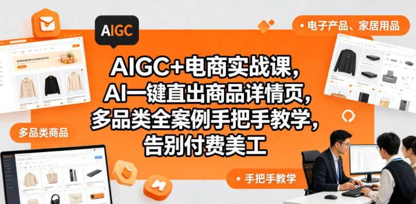 AIGC+电商实战课，AI一键直出商品详情页，多品类全案例手把手教学，告别付费美工（更新0704）-翌晨科技网
