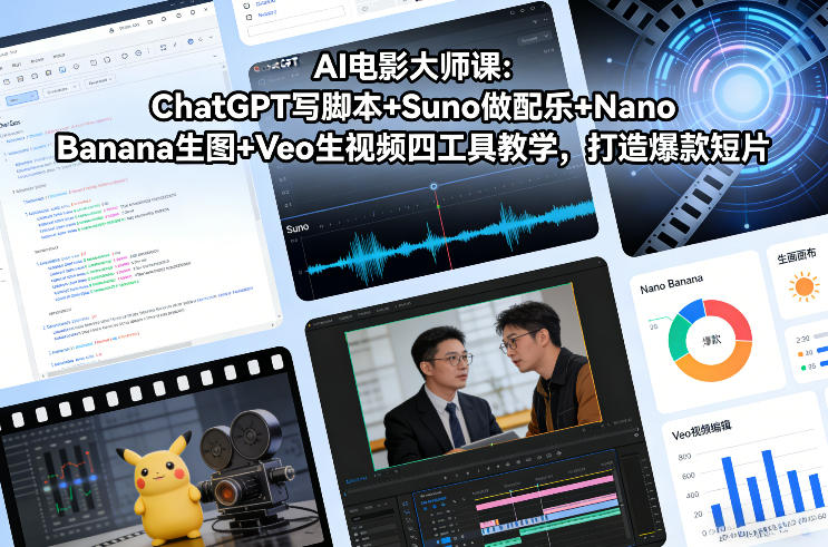 AI电影大师课：ChatGPT写脚本+Suno做配乐+Nano Banana生图+Veo生视频，打造爆款短片-翌晨科技网